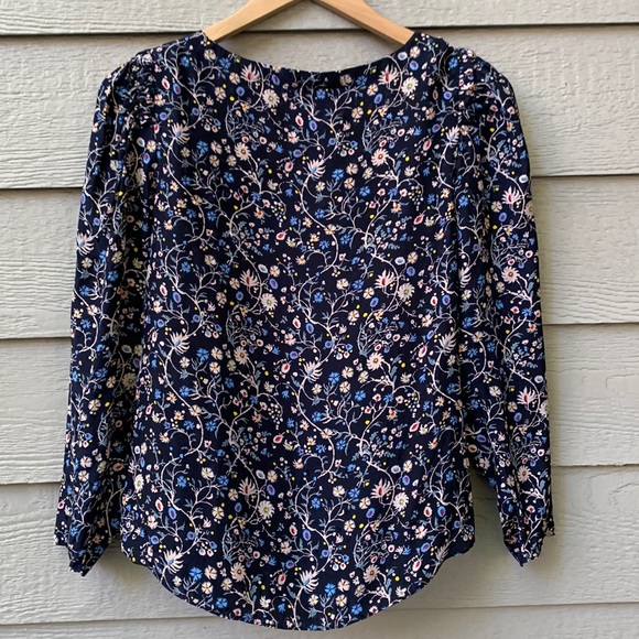 Rebecca Taylor Vivianna Floral Vine Silk Blouse Bows Tie Shoulder - Picture 9 of 10